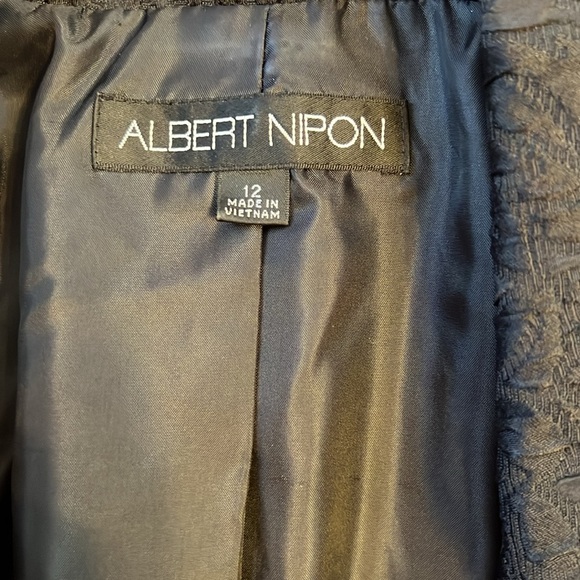 Vintage Albert Nipon Black Textured Blazer Tailored Skirt Jacket 2 Piece Suit 12 - Picture 7 of 10